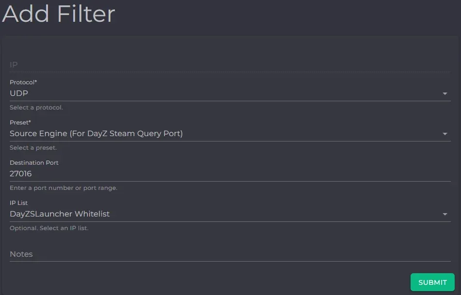 Filter for Steam Query Port
