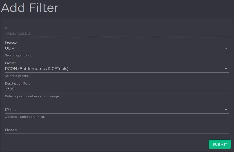 Filter for RCON Port