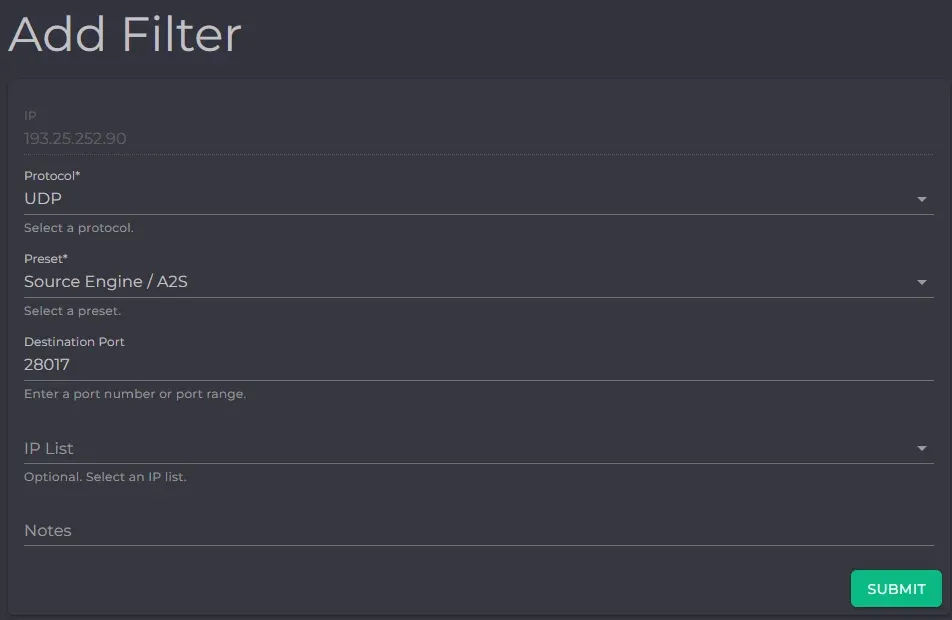 Filter for Query Port