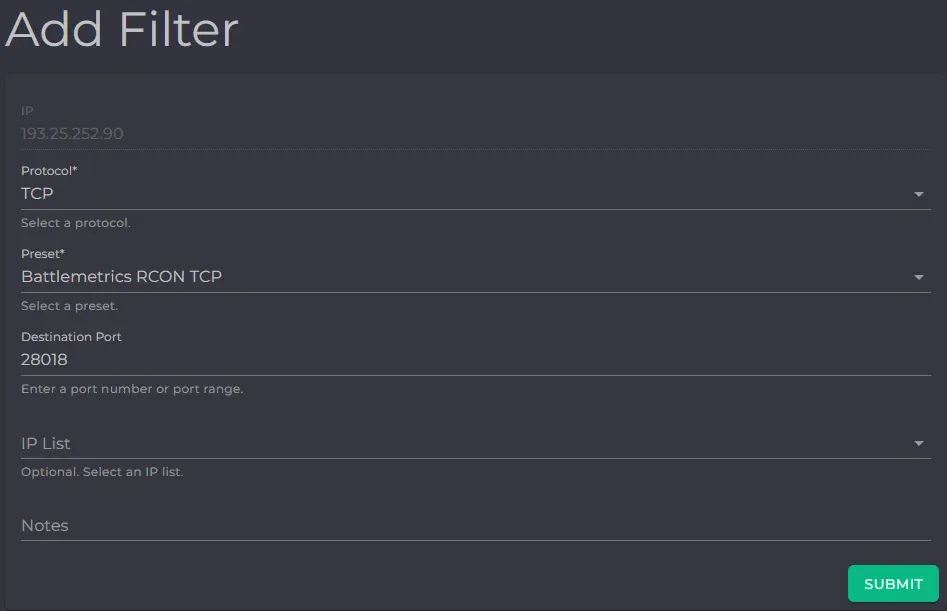 Filter for RCON Port