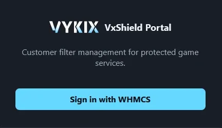 VxShield login screen